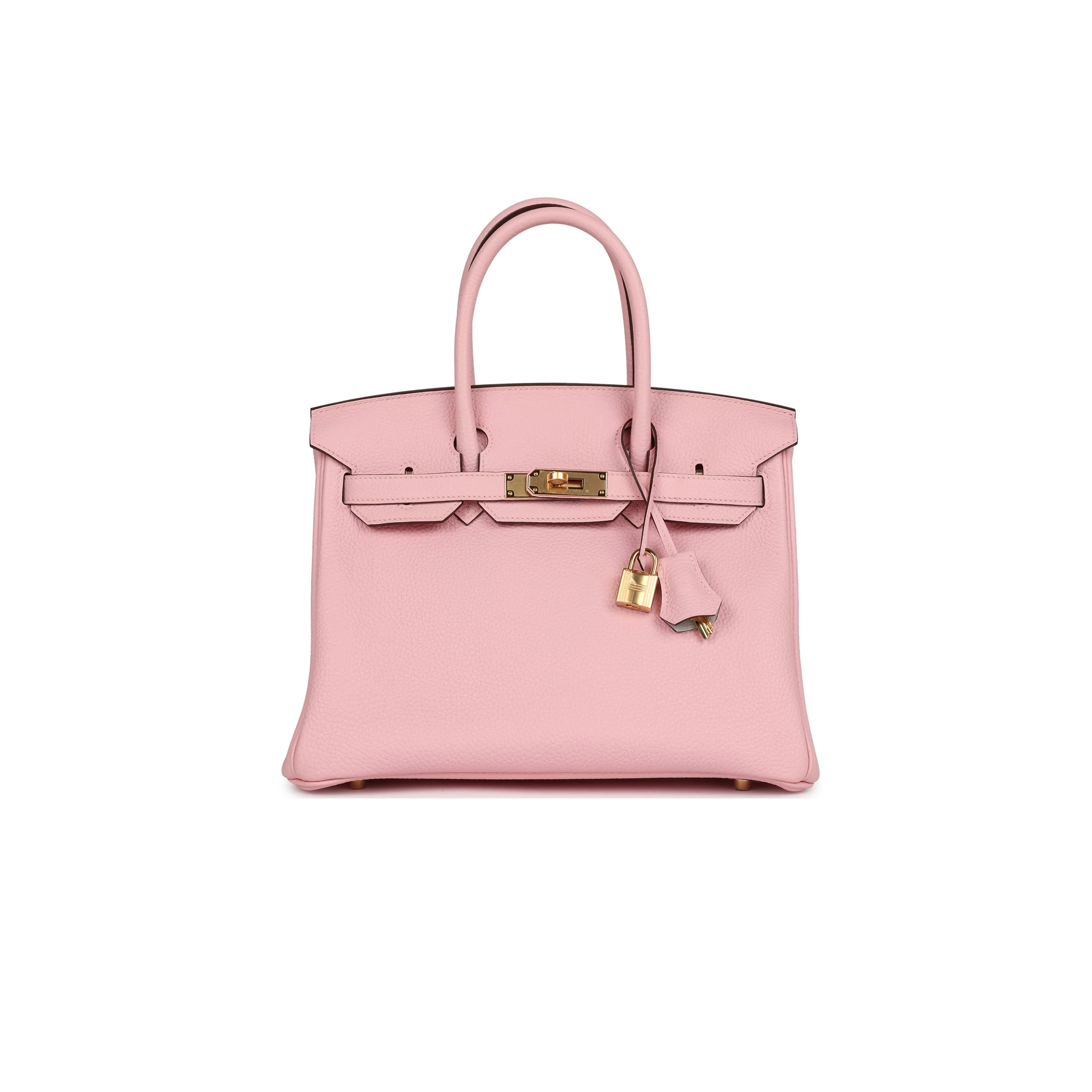 H**mes birkin 30 rose sakura verso clemence gold hardware (30*22*16cm)